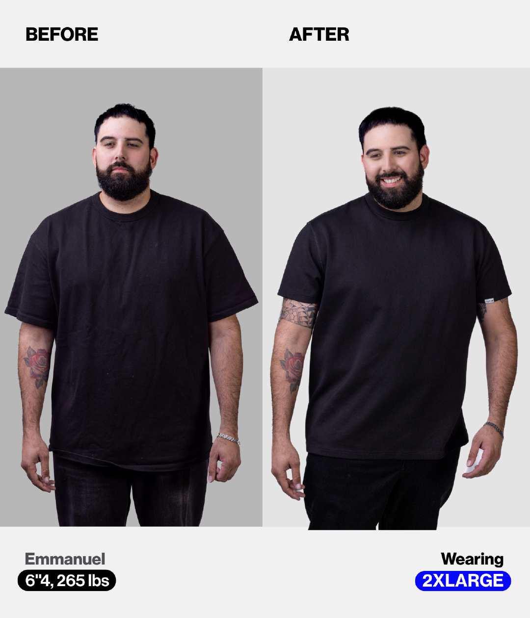 Before and After Image Wearing 2X-Large Size