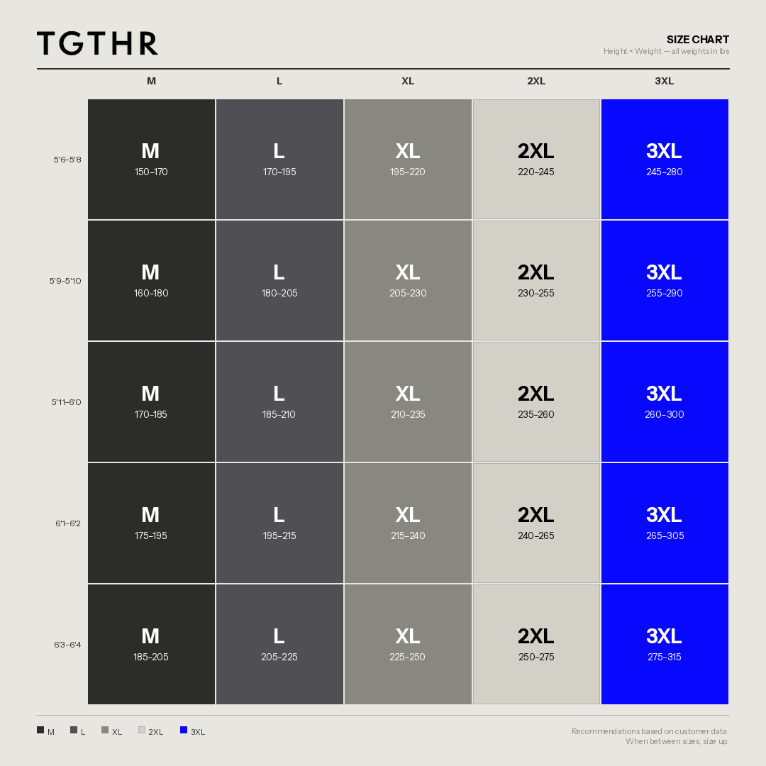 TGTHR size fit guide
