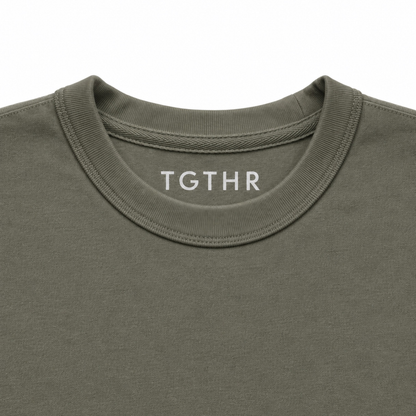 TG1 heavyweight t-shirt in Olive, neck print