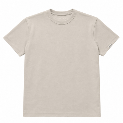 TG1 heavyweight t-shirt in Stone, front