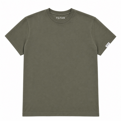 TG1 heavyweight t-shirt in Olive, front