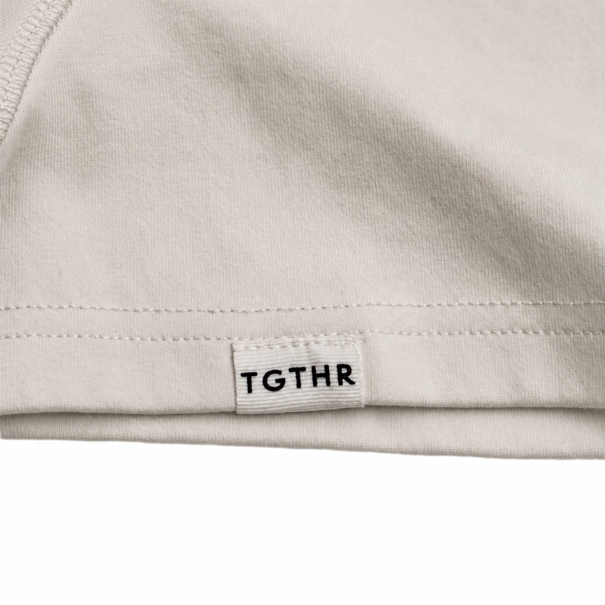 TG1 heavyweight t-shirt in Stone, hem label