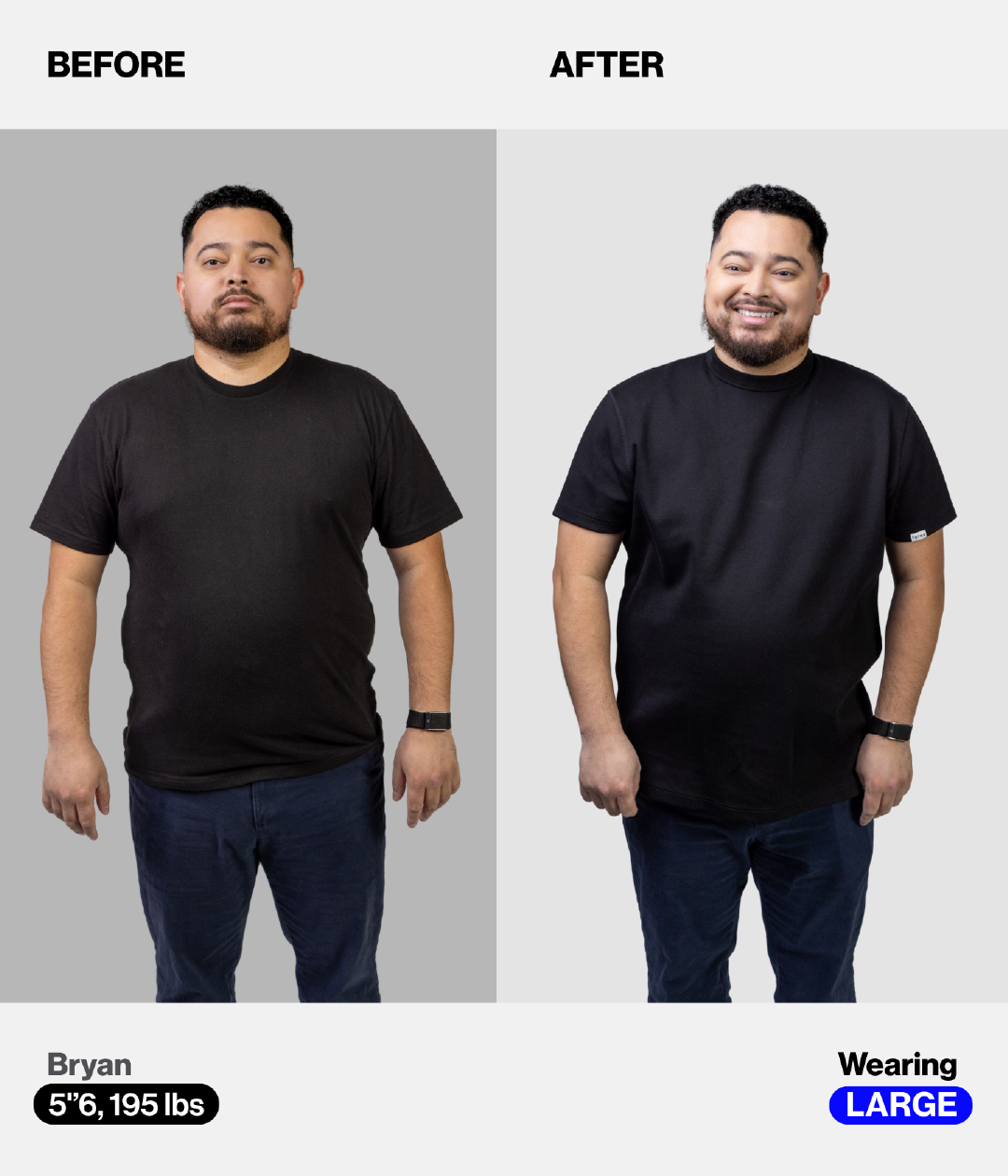 Before and After Image Wearing Large Size