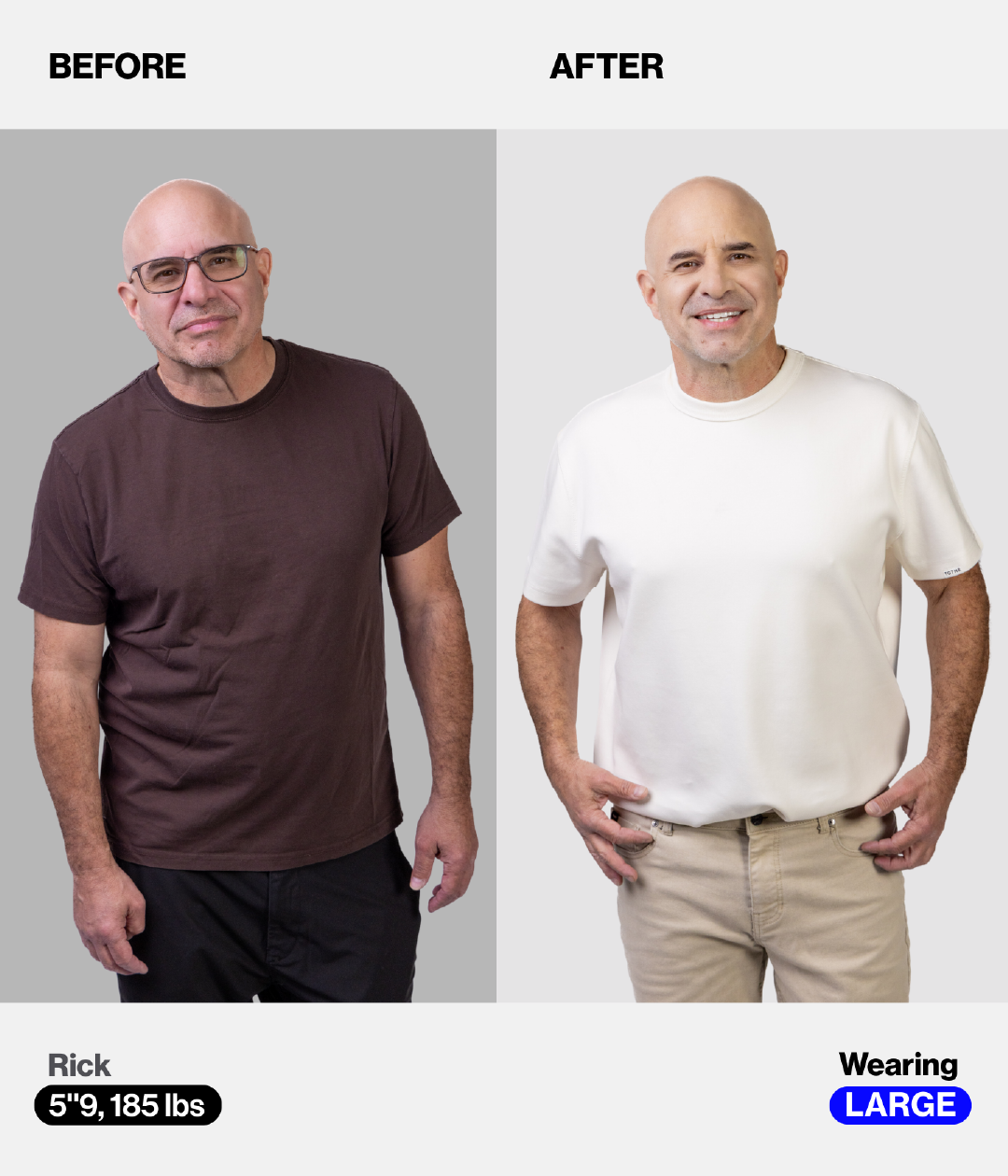 Before and After Image Wearing Large Size