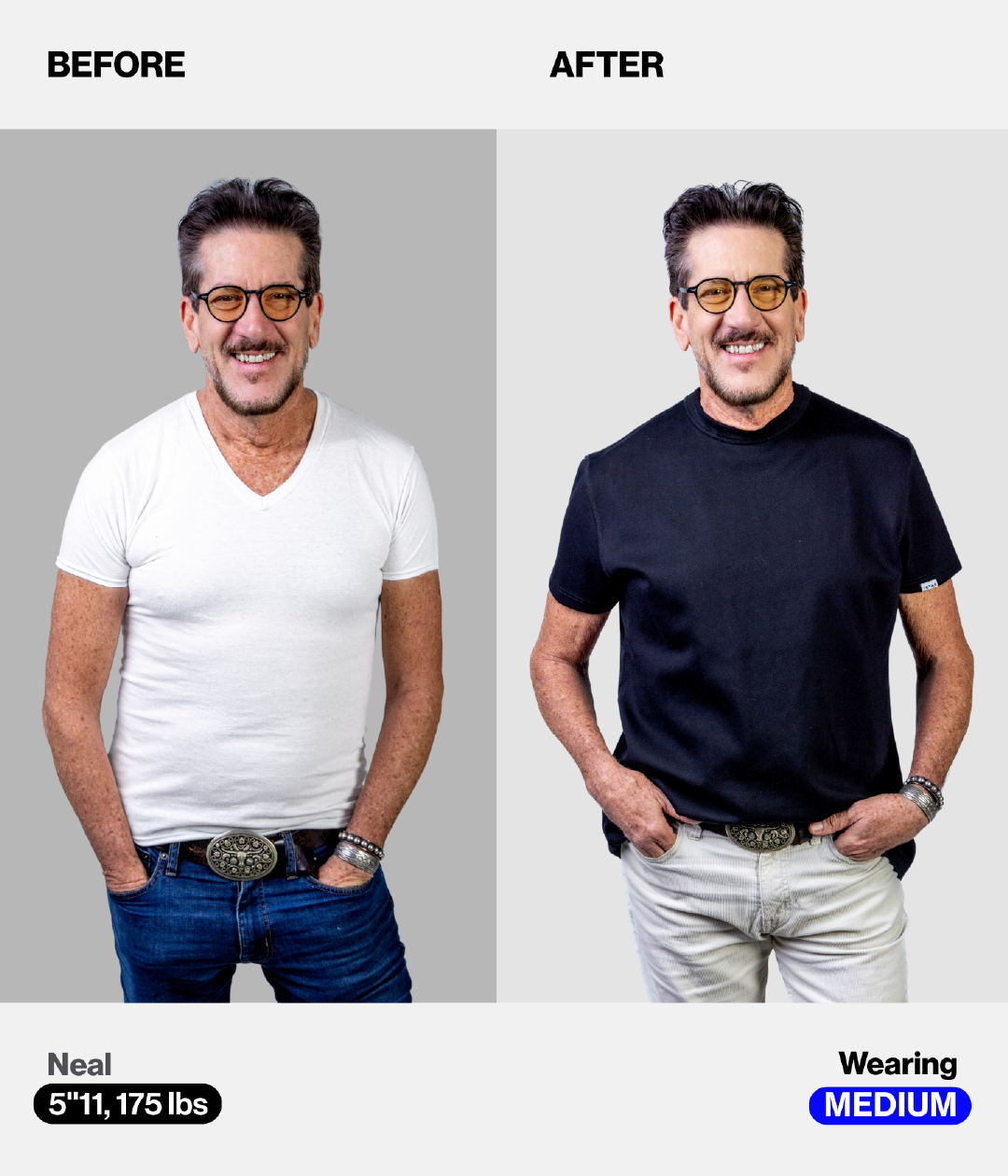 Before and After Image Wearing Medium Size