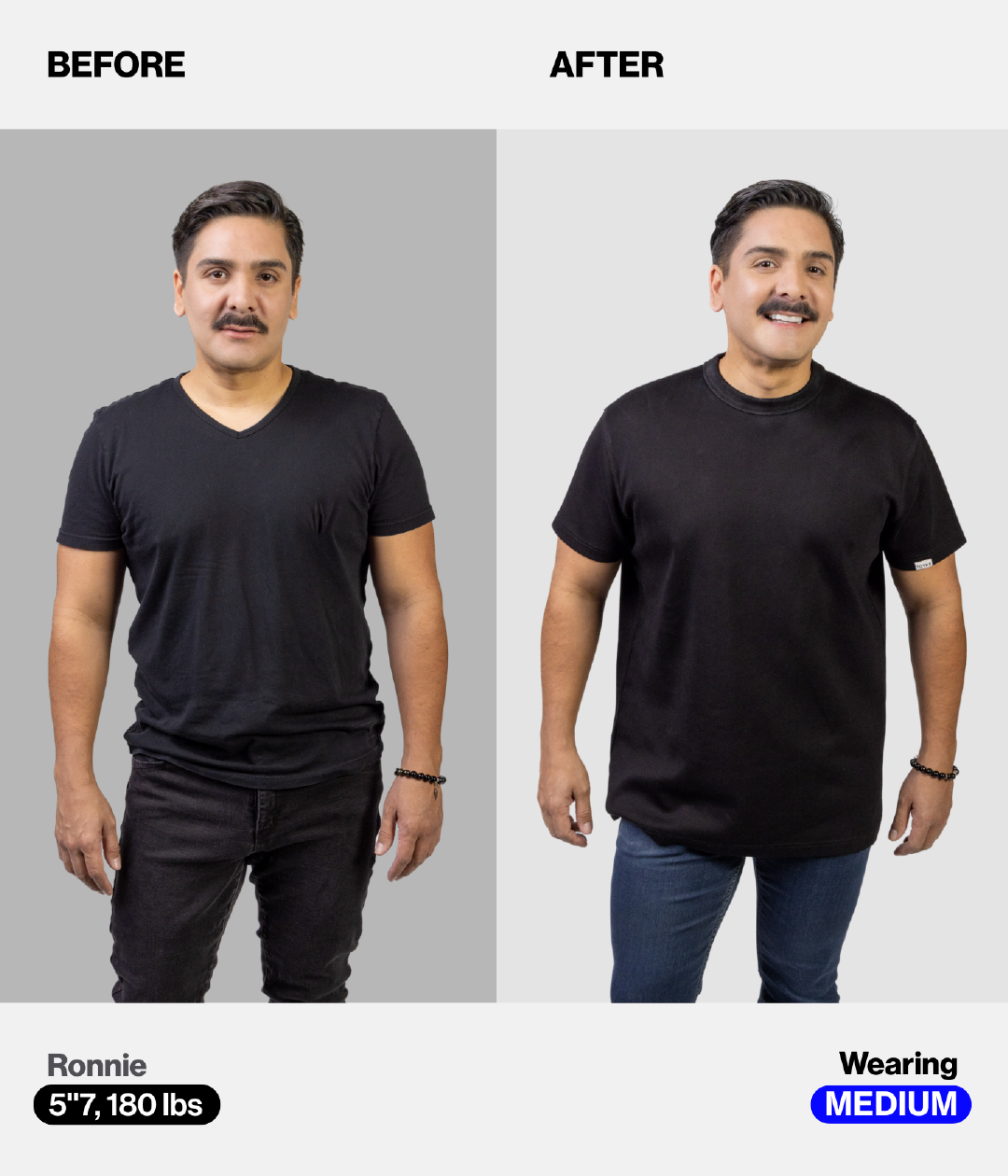 Before and After Image Wearing Medium Size