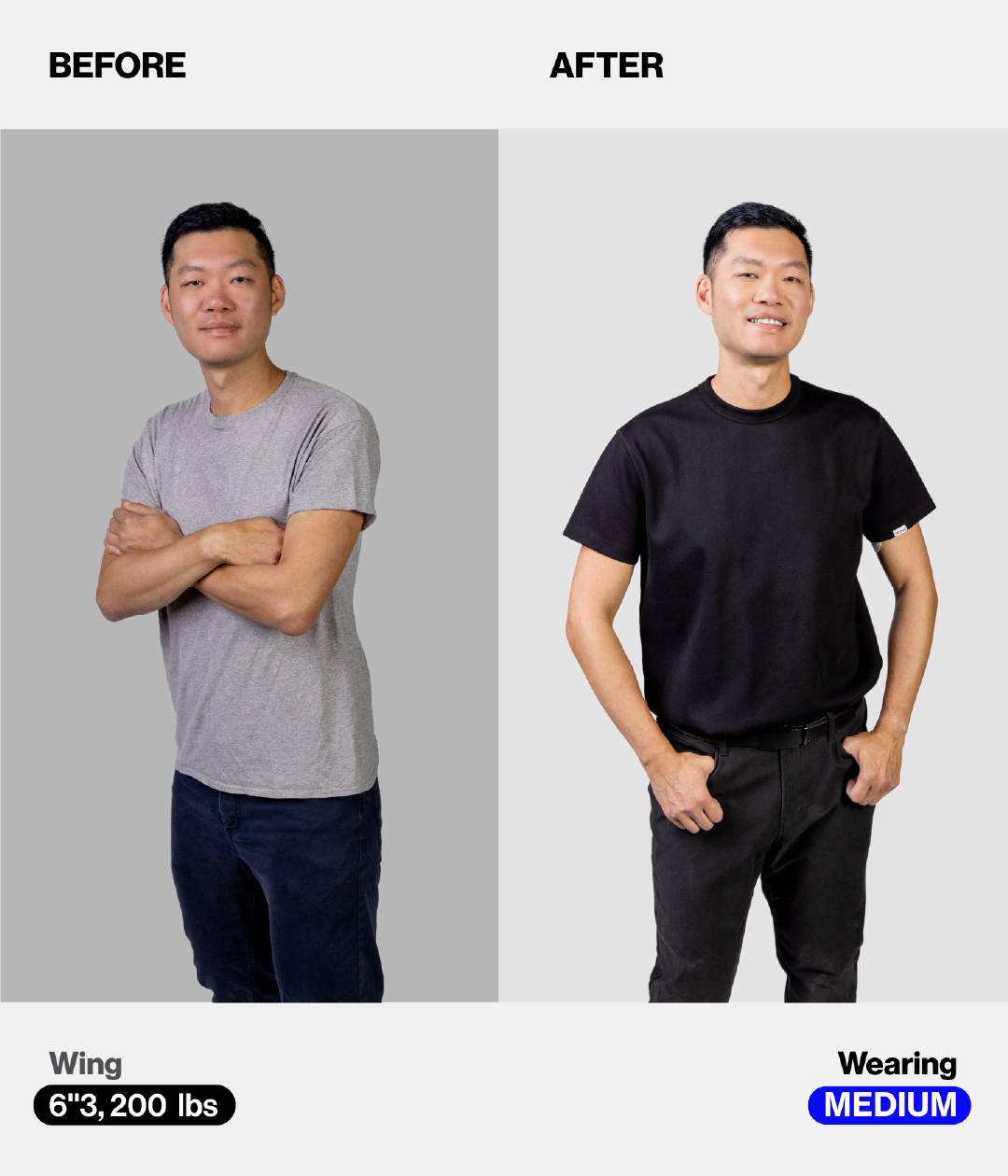 Before and After Image Wearing Medium Size