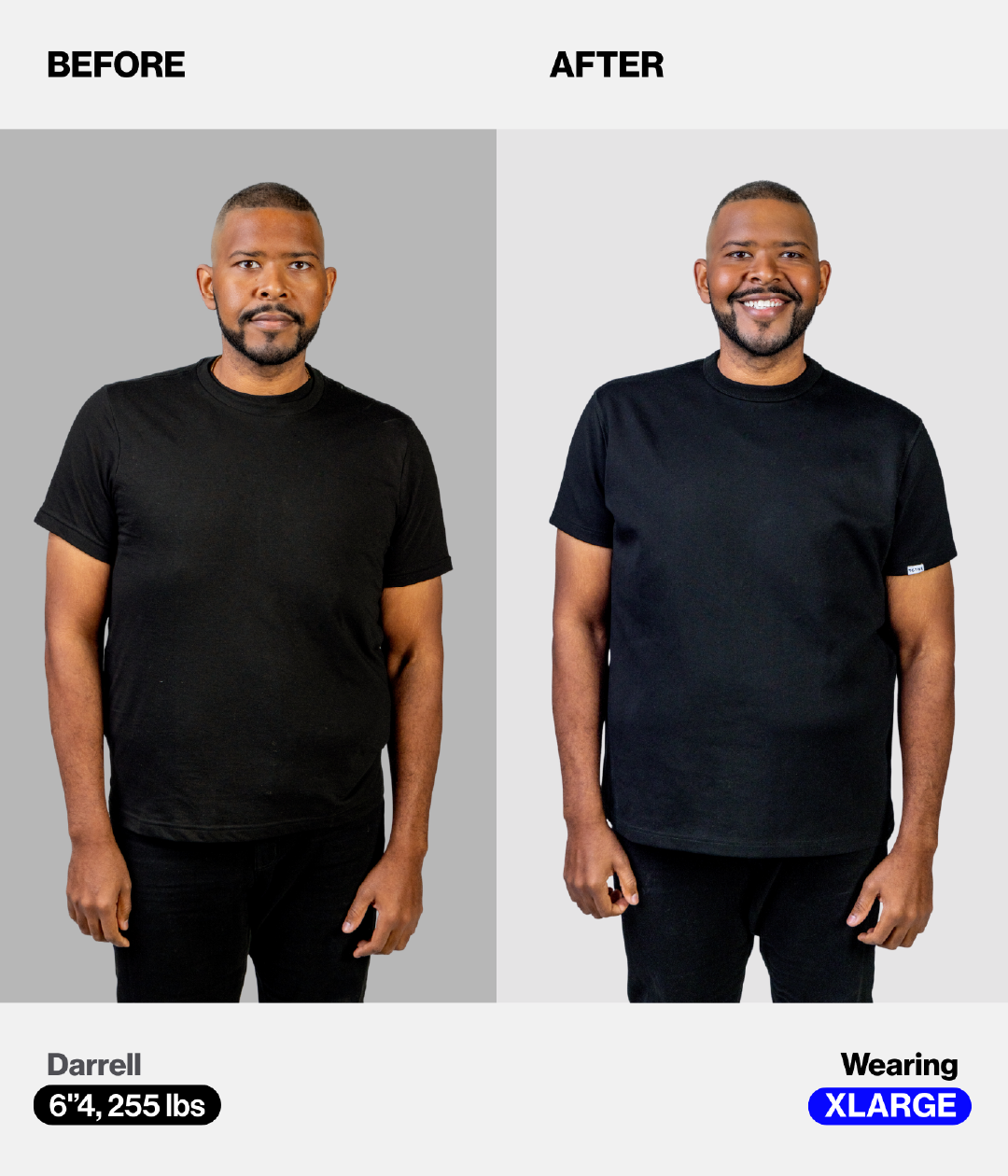 Before and After Image Wearing X-Large Size