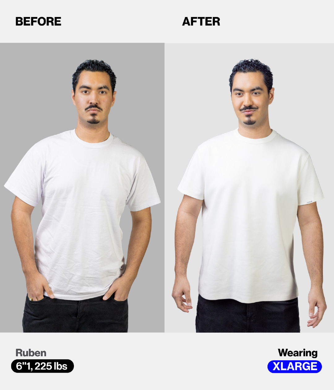 Before and After Image Wearing X-Large Size